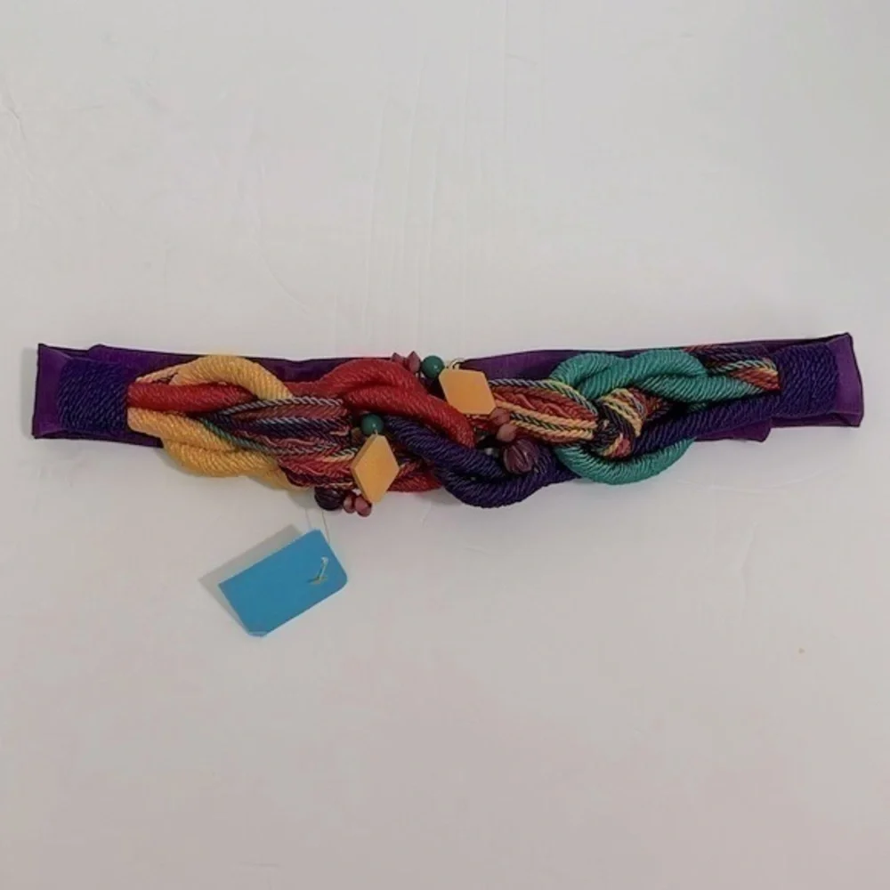Vintage 90’s adjustable Colorful rope belt with embellishments EUVC