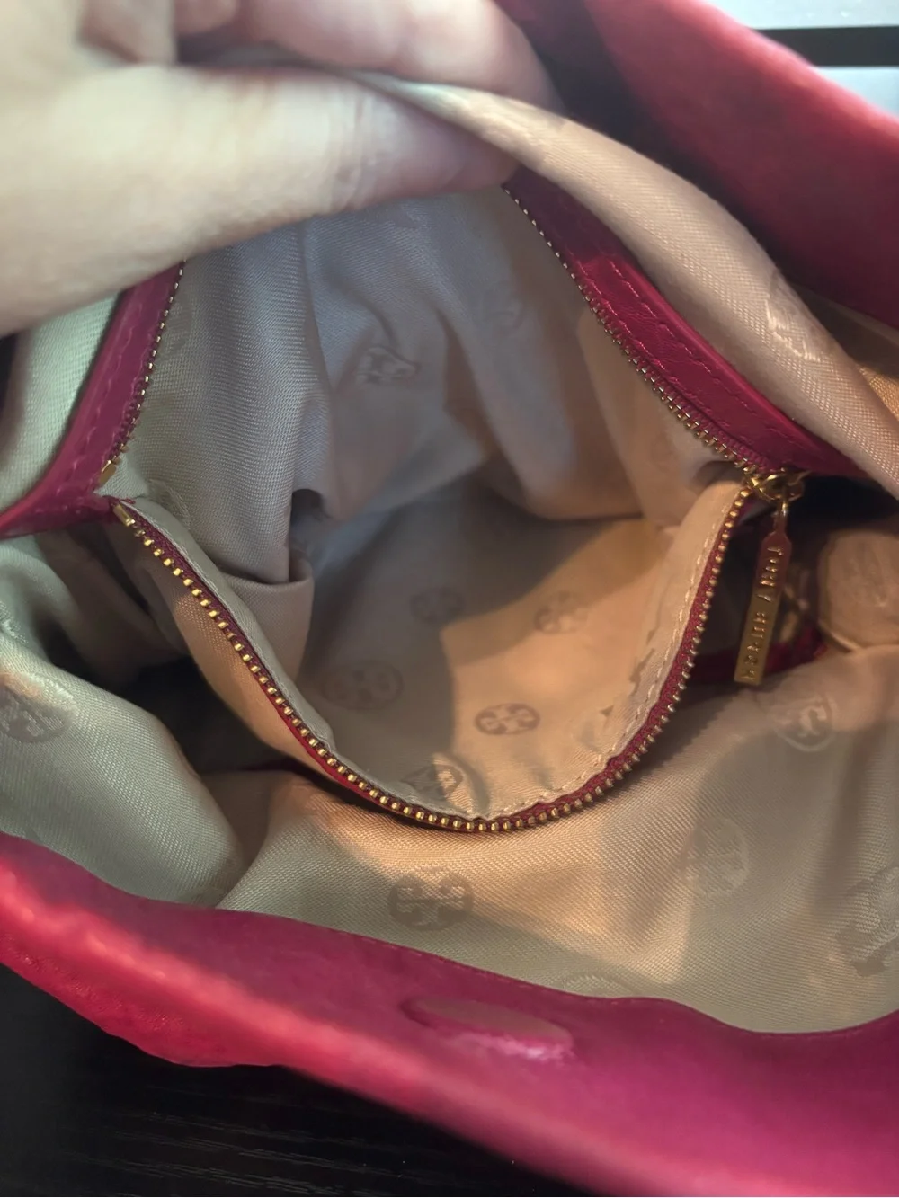 Authentic Tory Burch Louiisa Fold-Over Leather Crossbody Bag – Fuchsia Pink