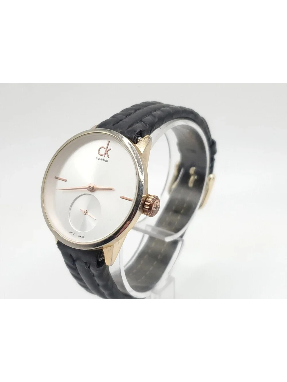 Calvin Klein 1090 Small Seconds Watch Women 32mm Silver Dial New Battery