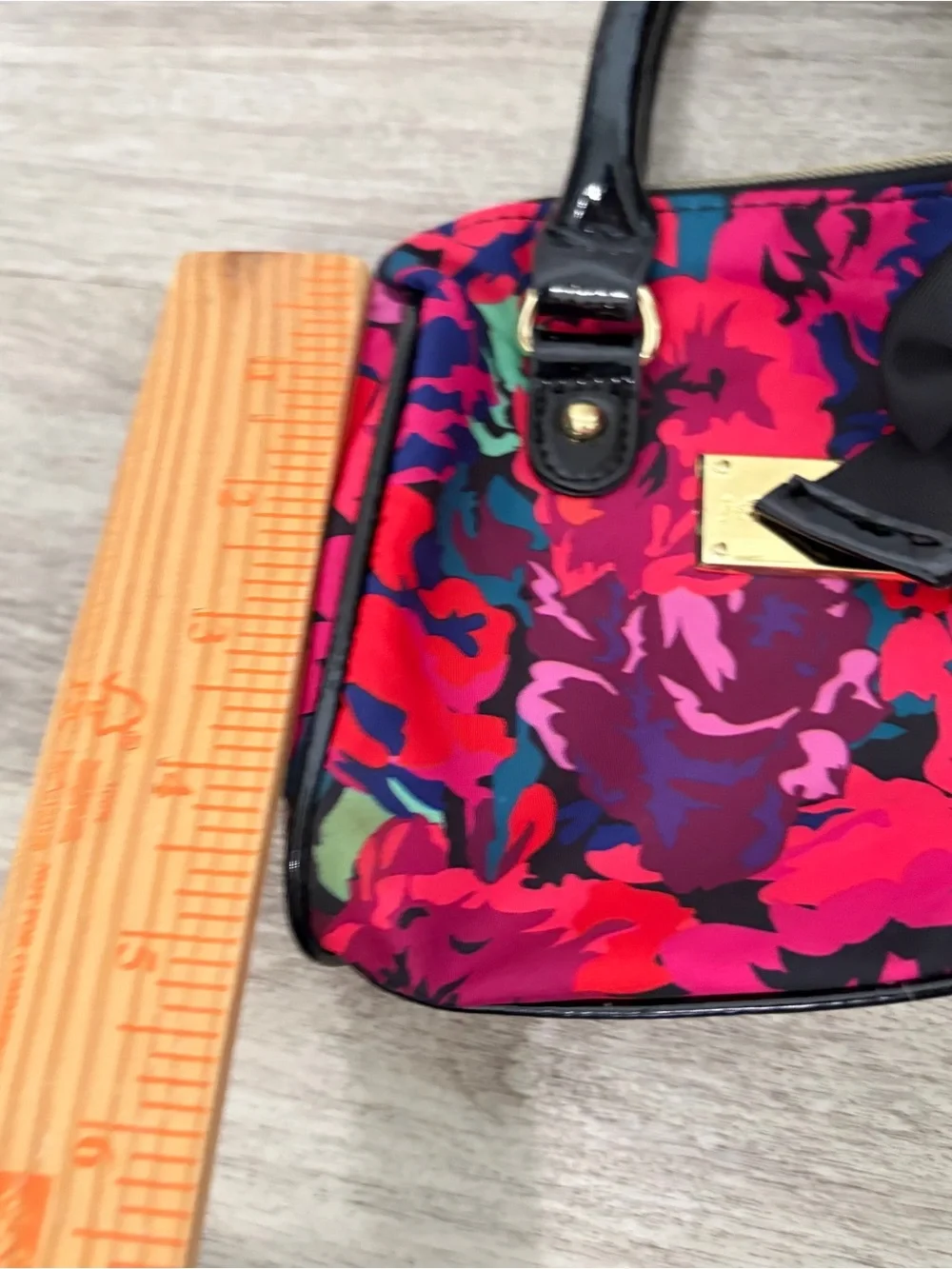 Betsey Johnson Mini Satchel Floral Pink Bow Bag Top Handle extra small