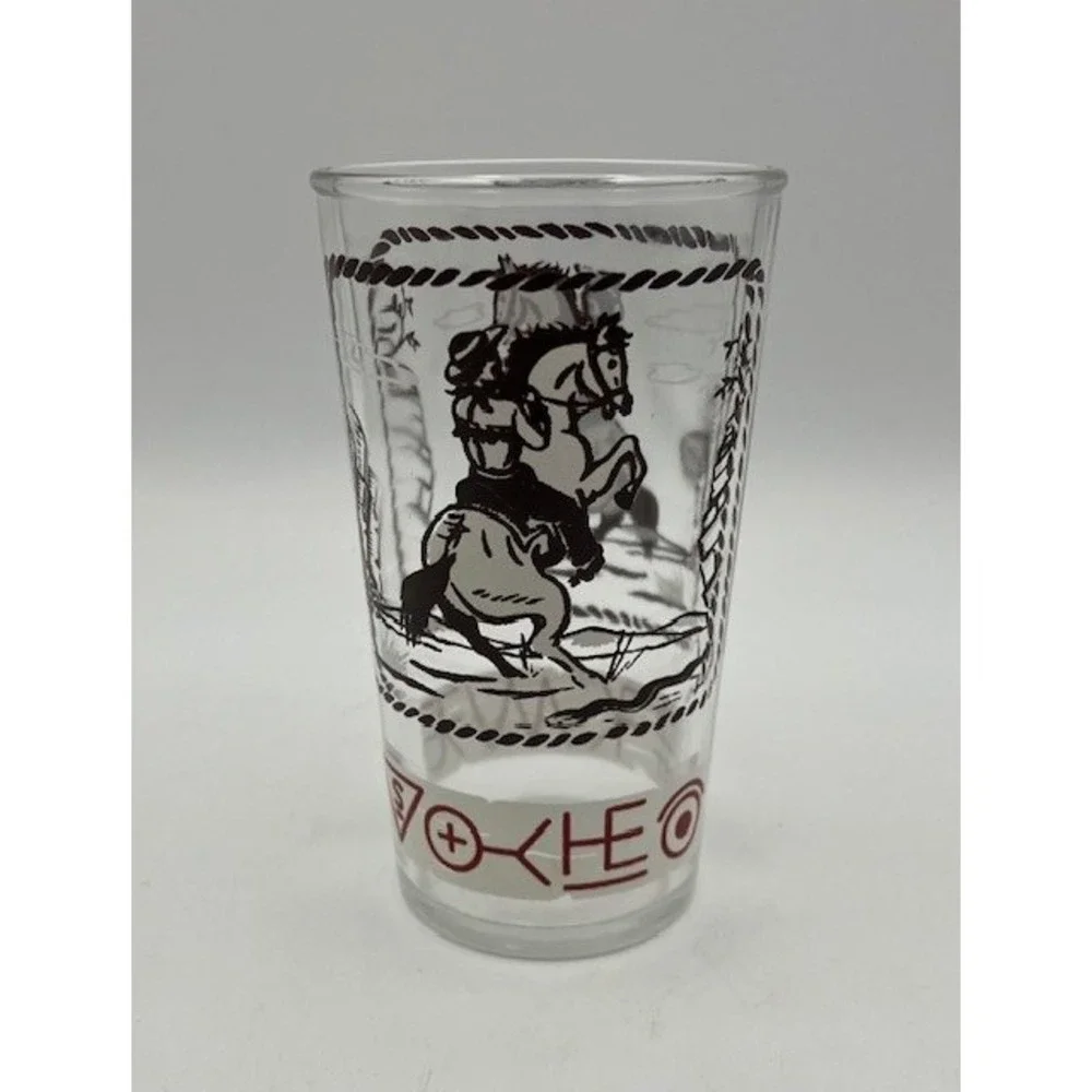 Anchor Hocking Vintage Cowboy Western Horse Glass Rodeo Ranch‎ Decor Tumbler