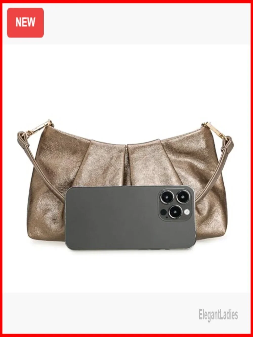 Elegant Pleated PU Clutch Purse Formal Evening Bag with Detachable Straps