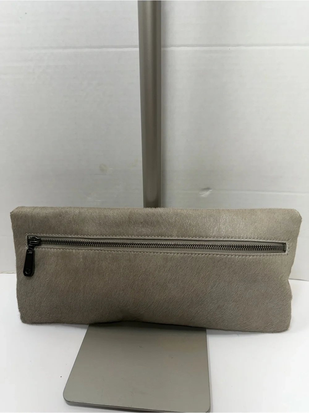 Anthropologie Leifsdottir Grey Faux Fur Clutch Evening Bag