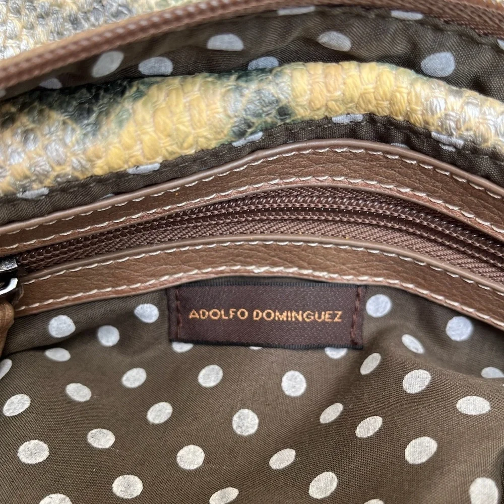 Adolfo Dominguez Snake-Print Clutch in Yellow, Gray, Brown