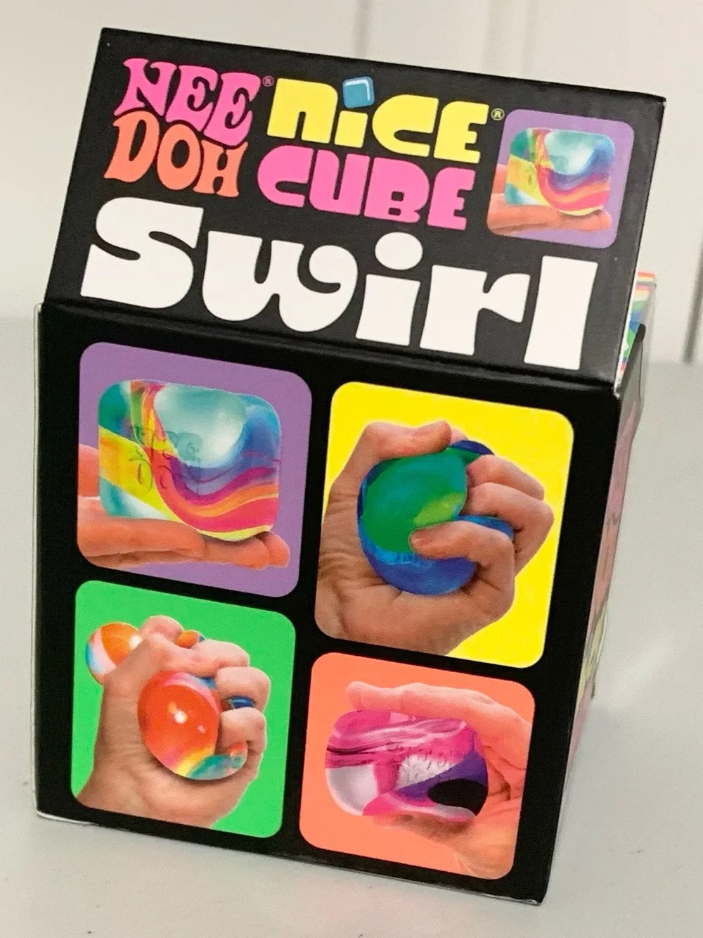 Needoh Nice Cube Swirl Squishy Toy Purple NEW SEALED NEE DOH