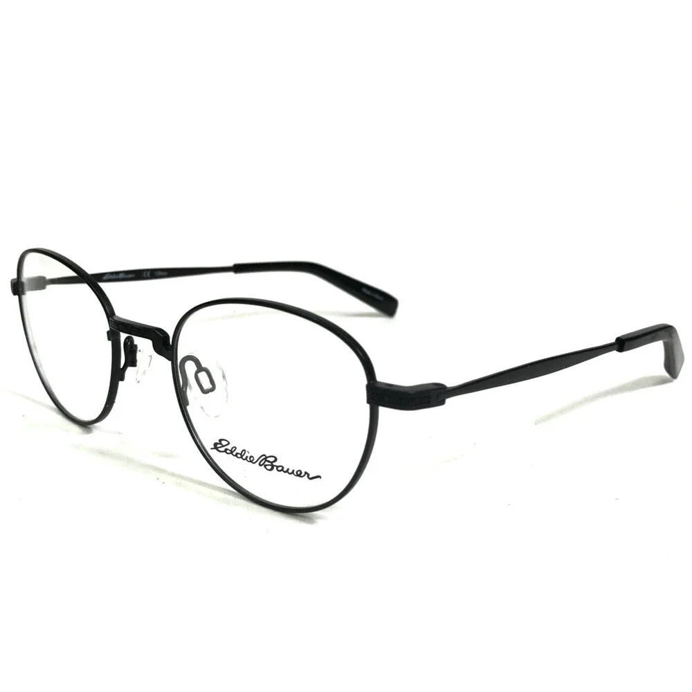 Eddie Bauer Eyeglasses Frames EB32213 BK Black Round Full Wire Rim 49-20-135