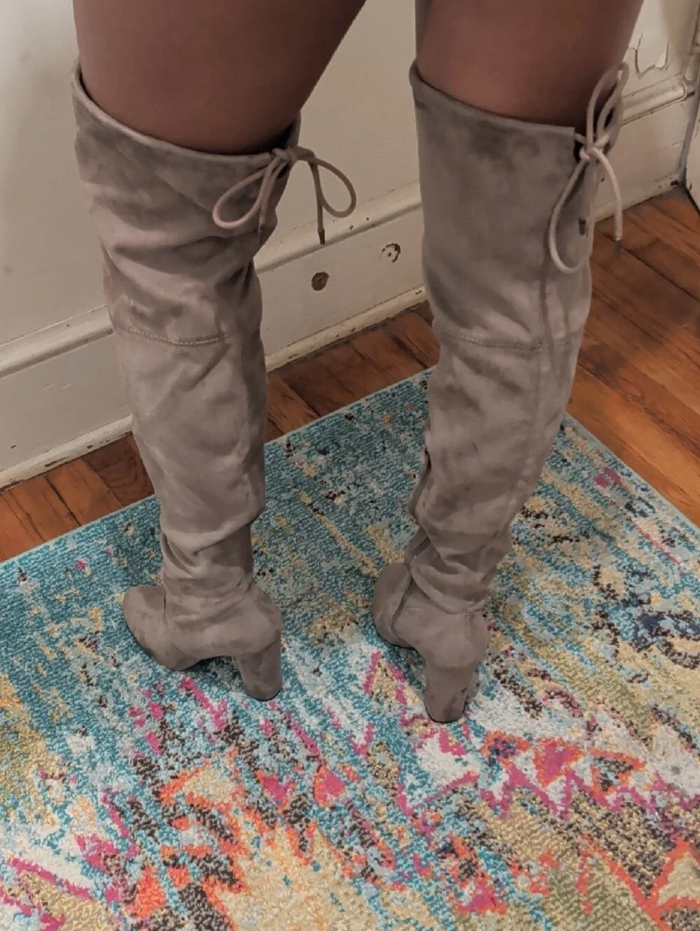 Taupe Over-the-Knee Suede Block Heel Boots
