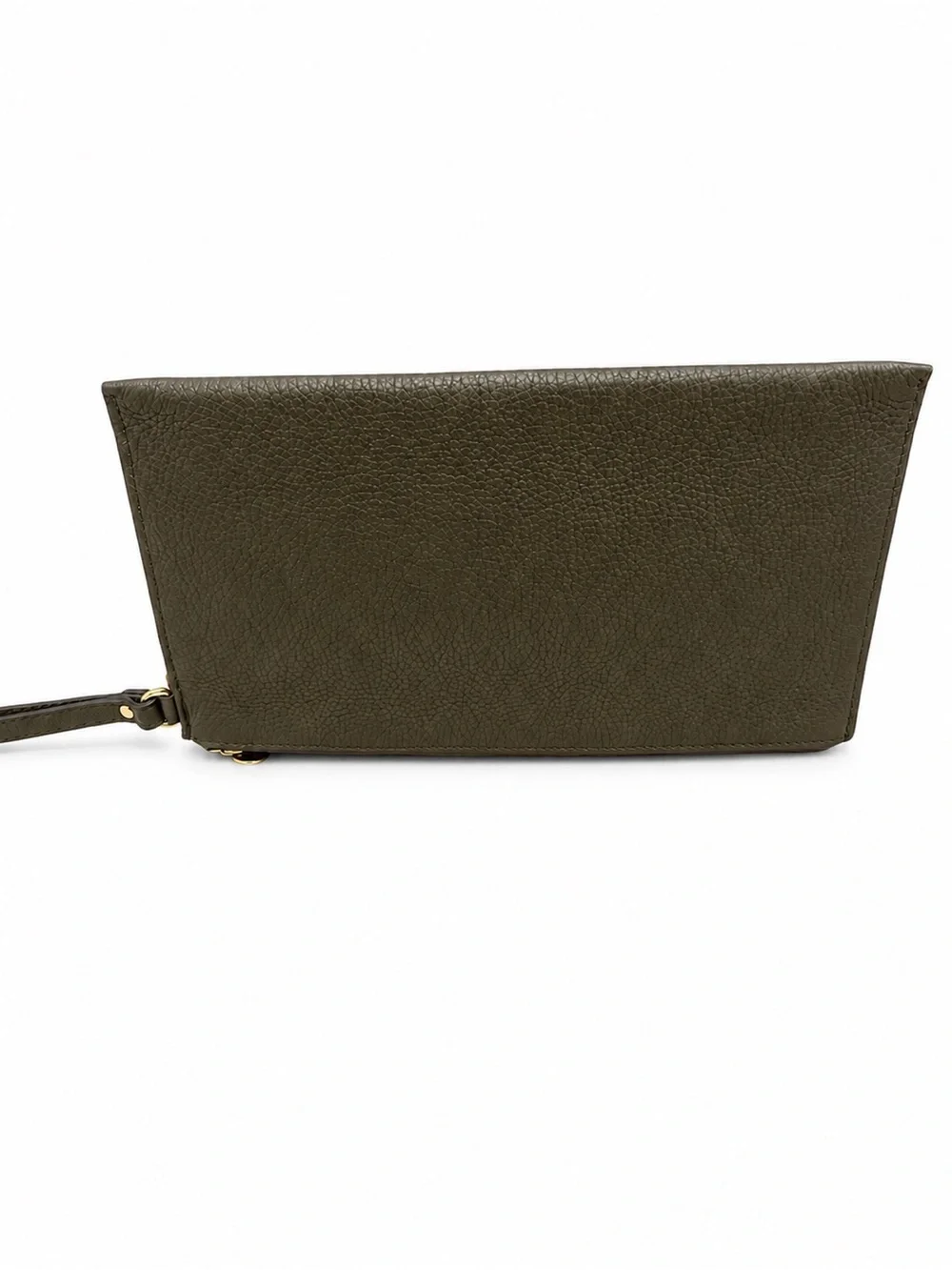 Michael Kors Fulton Large Leather Clutch Wristlet Olive Green Gold Logo