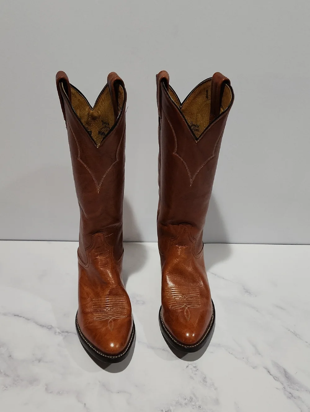 Tony Lama Brown Genuine  Leather Soles  Cowboy Boots