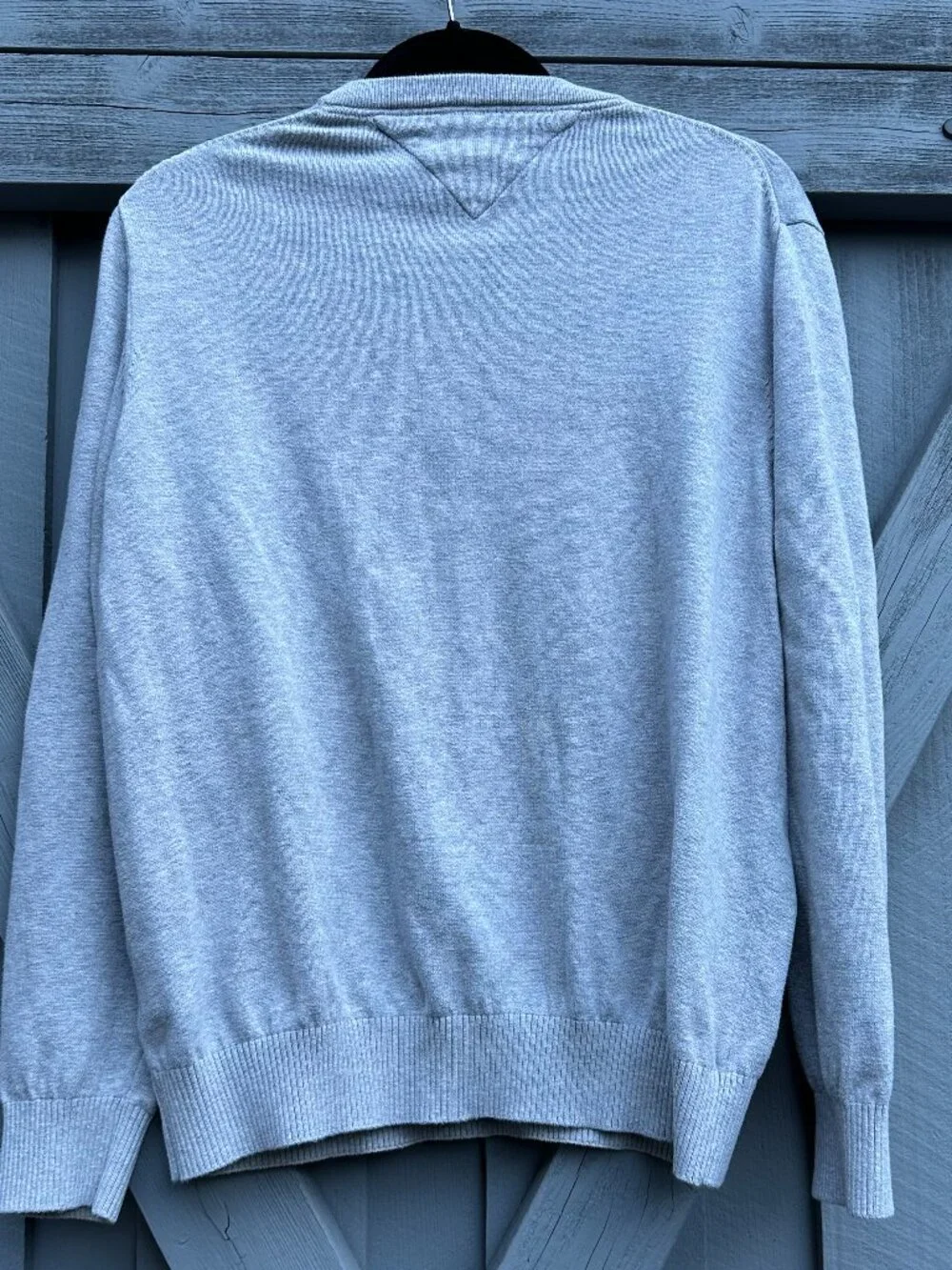 Tommy Hilfiger Men's Crewneck Sweater Gray Cotton Knit Flag Logo Size M