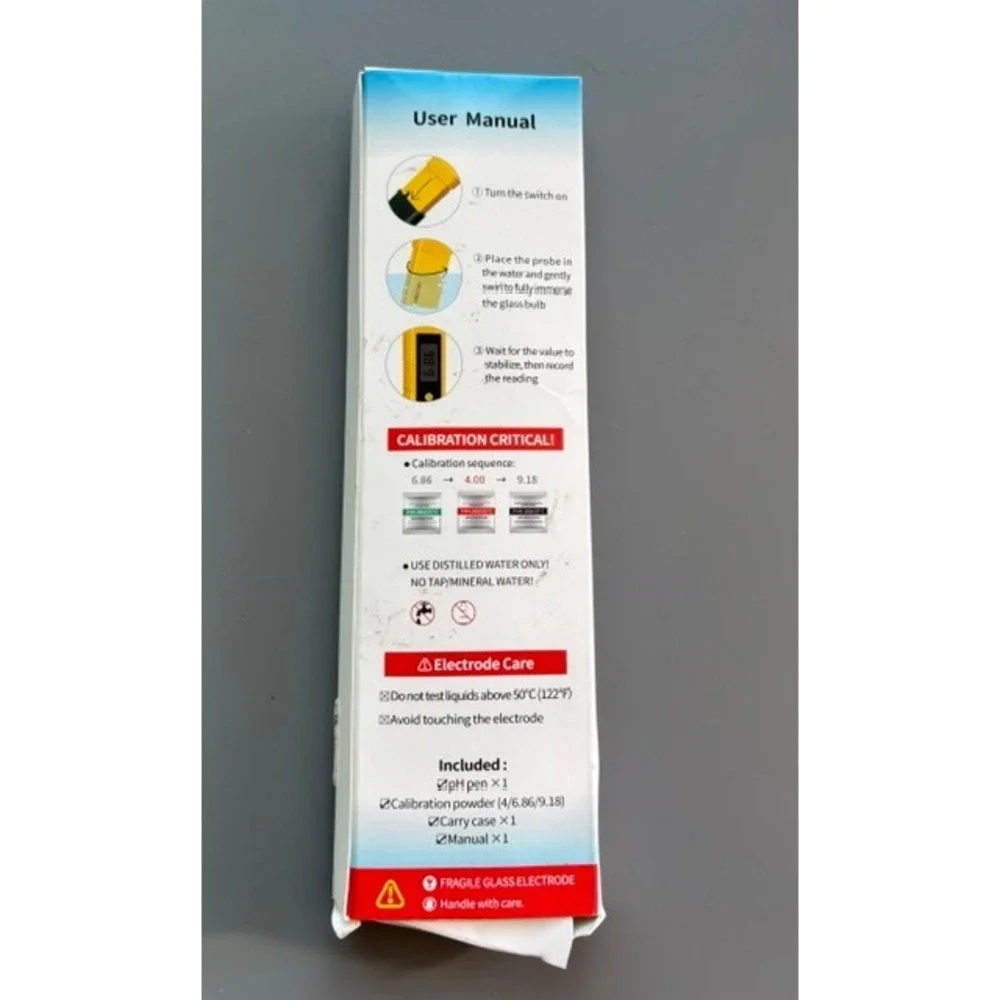 Digital pH Meter for Water Handheld Tester Yellow for Aquarium Pool Hydroponics