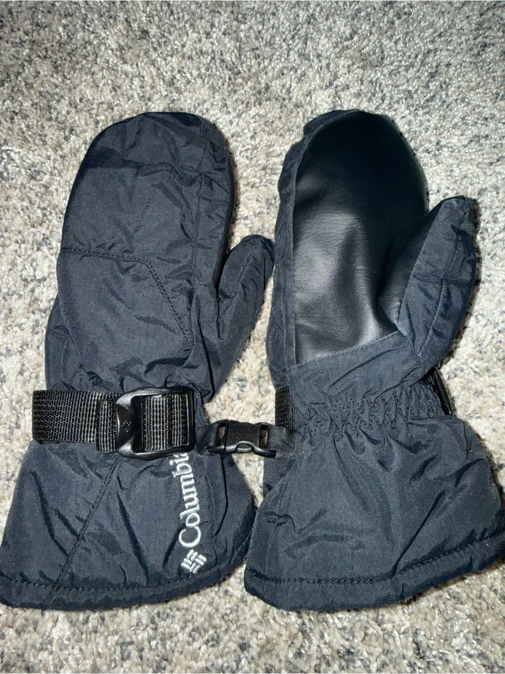 Columbia Black Winter Mittens with Buckle Straps Youth Small