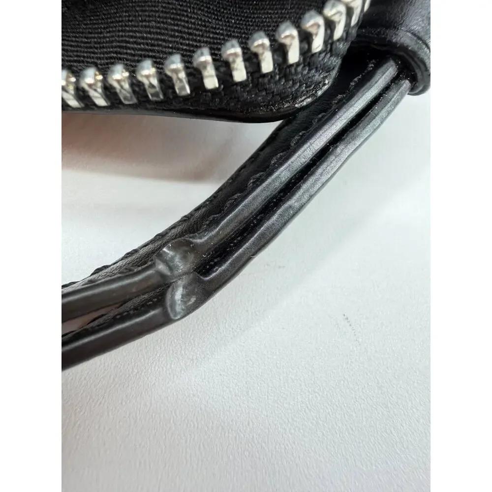 Coach F58035 Signature Corner Zip Wristlet Wallet Black Gray PVC Leather