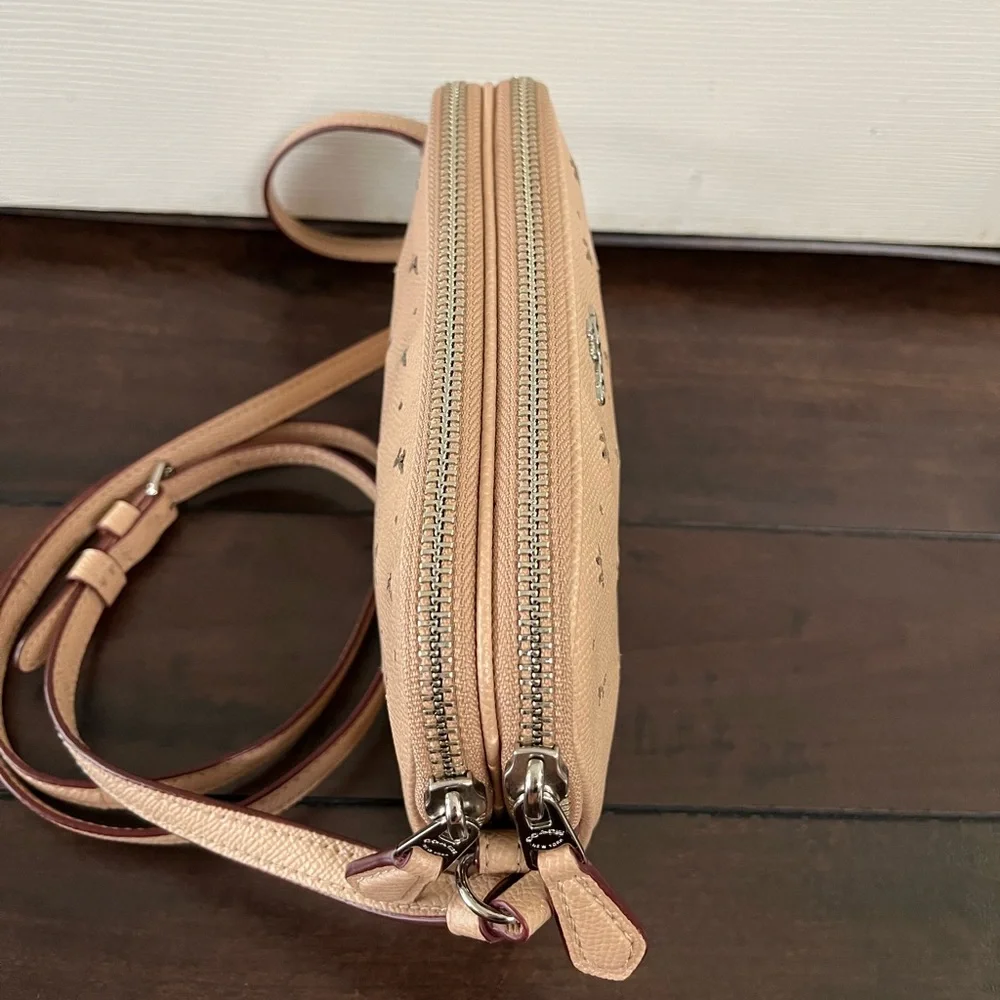 Coach Soft Leather Double Zipped Purse, Crossbody with Perforated Butterflies