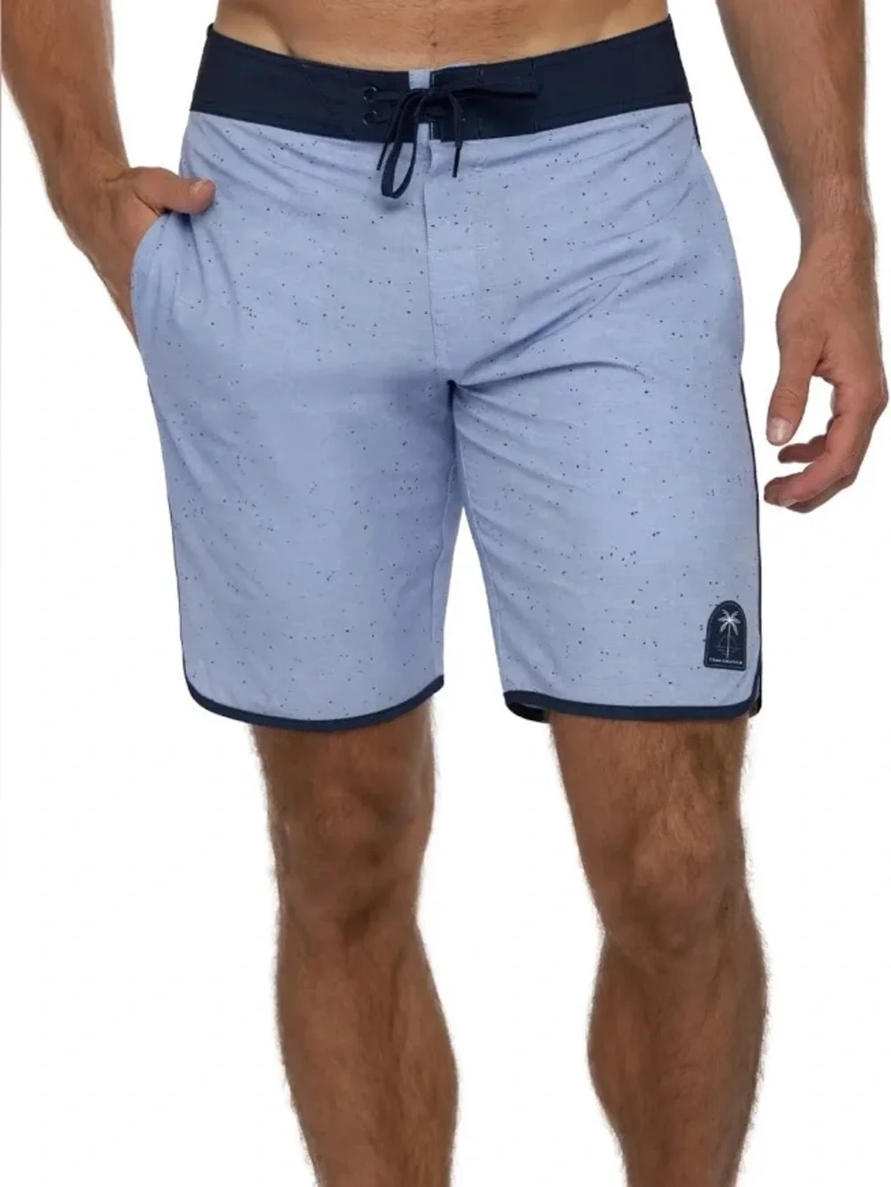 Travis Mathew Light Blue Boardshorts with Navy Trim