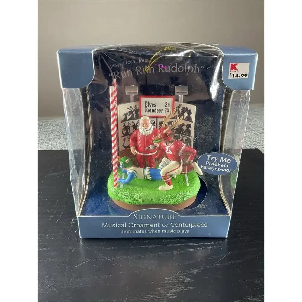 Vintage Santa's Best Musical Ornament Elves vs. Reindeer Football Game NCAA NFL