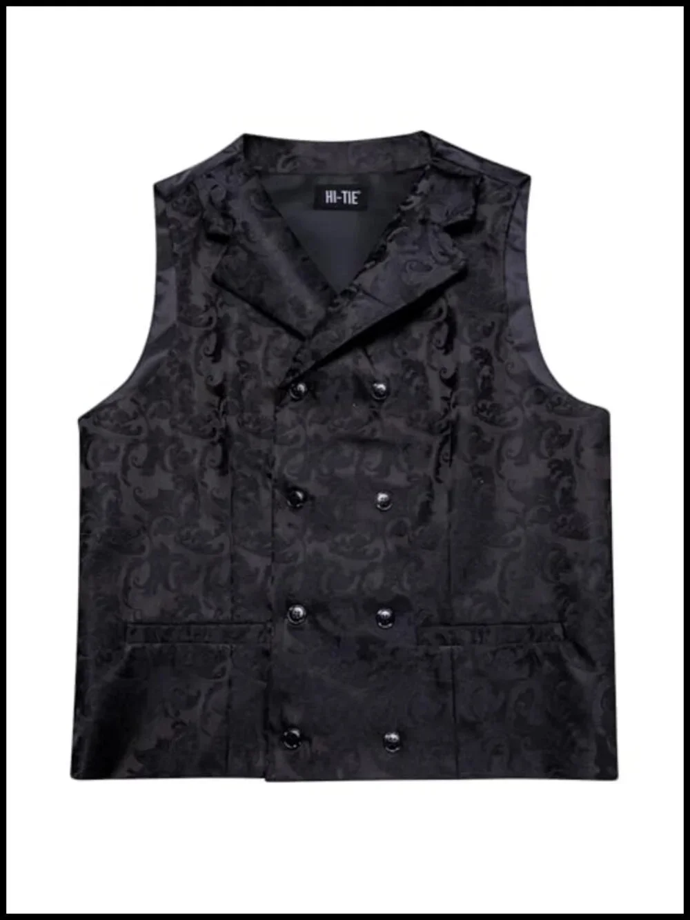 Men's Double Breasted Suit Vest 6 Piece Set with Tie Cufflinks Lapel Pin