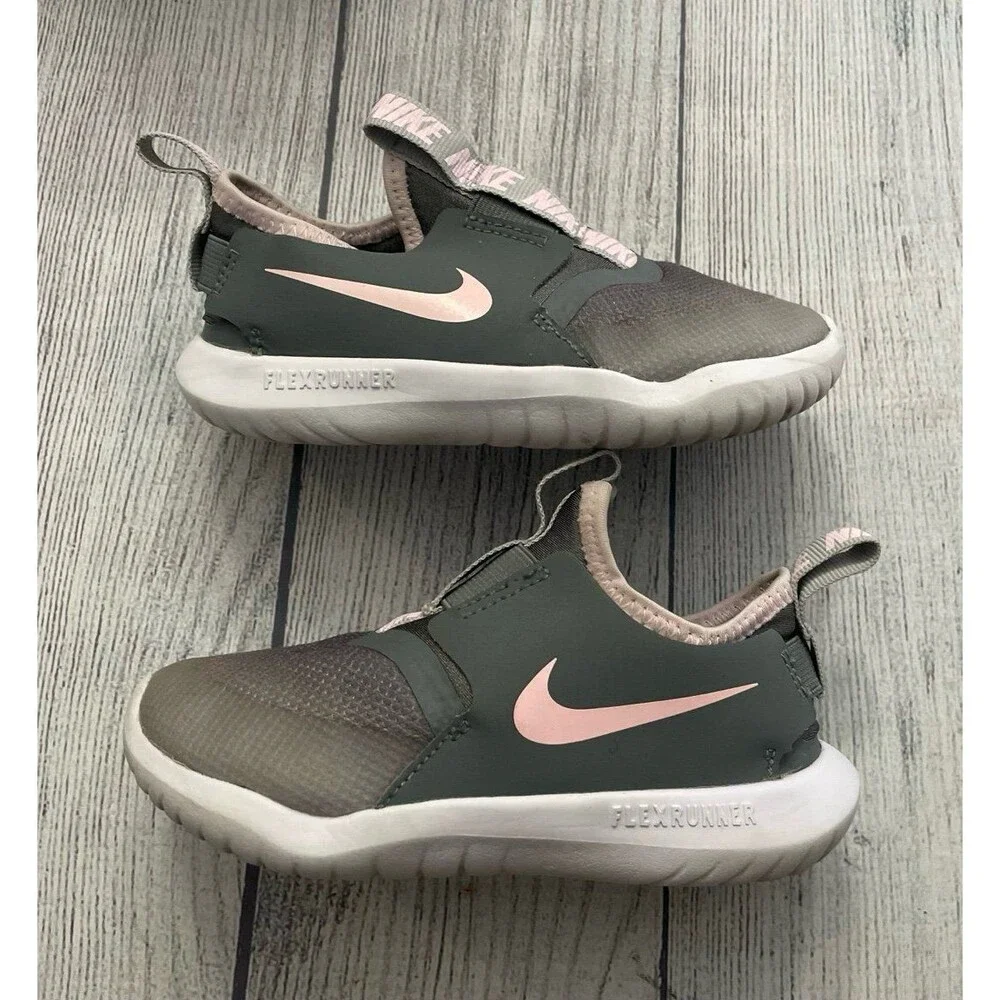 Grey & Gray Pink Nike Little Girl Toddler Slip On Shoes, Size 10