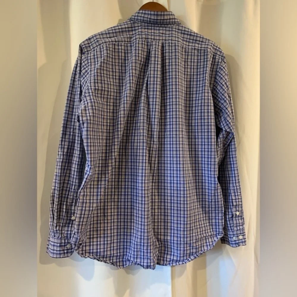 Polo Ralph Lauren Long Sleeve Button Shirt Men's Large‎ Classic Fit Blue Plaid