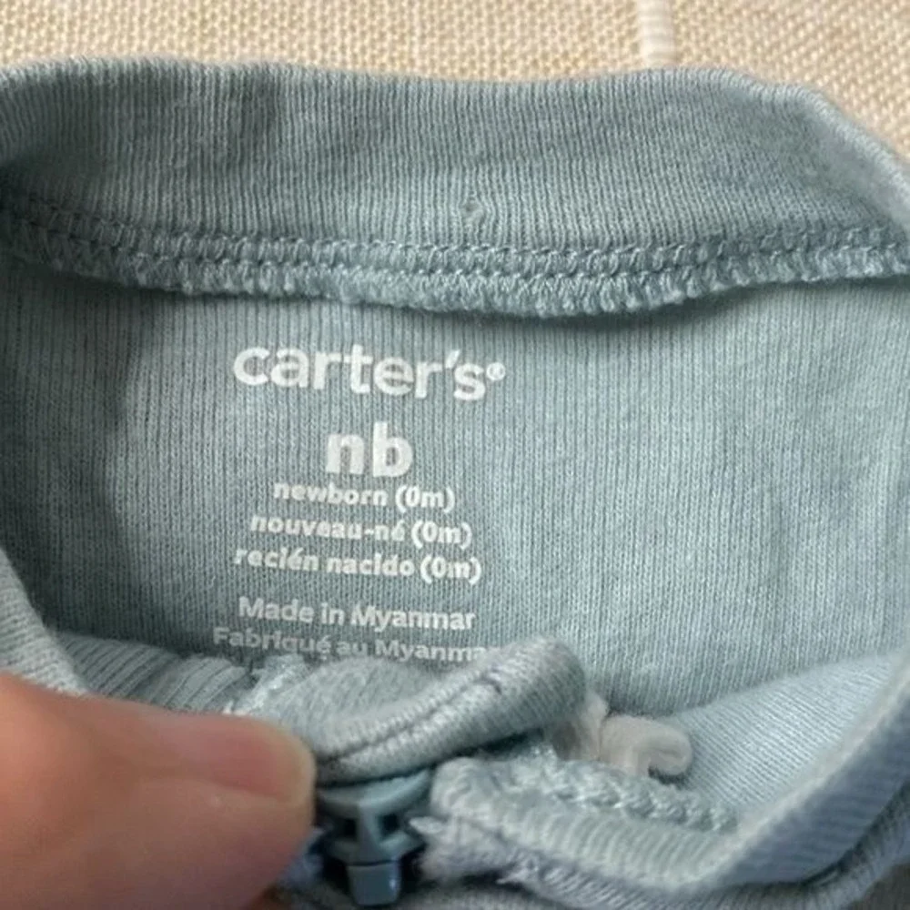 Carter's‎ Cloud Island Infant Sleepers Kids NB Blue Gray Dinosaur 2-Way Zip Set