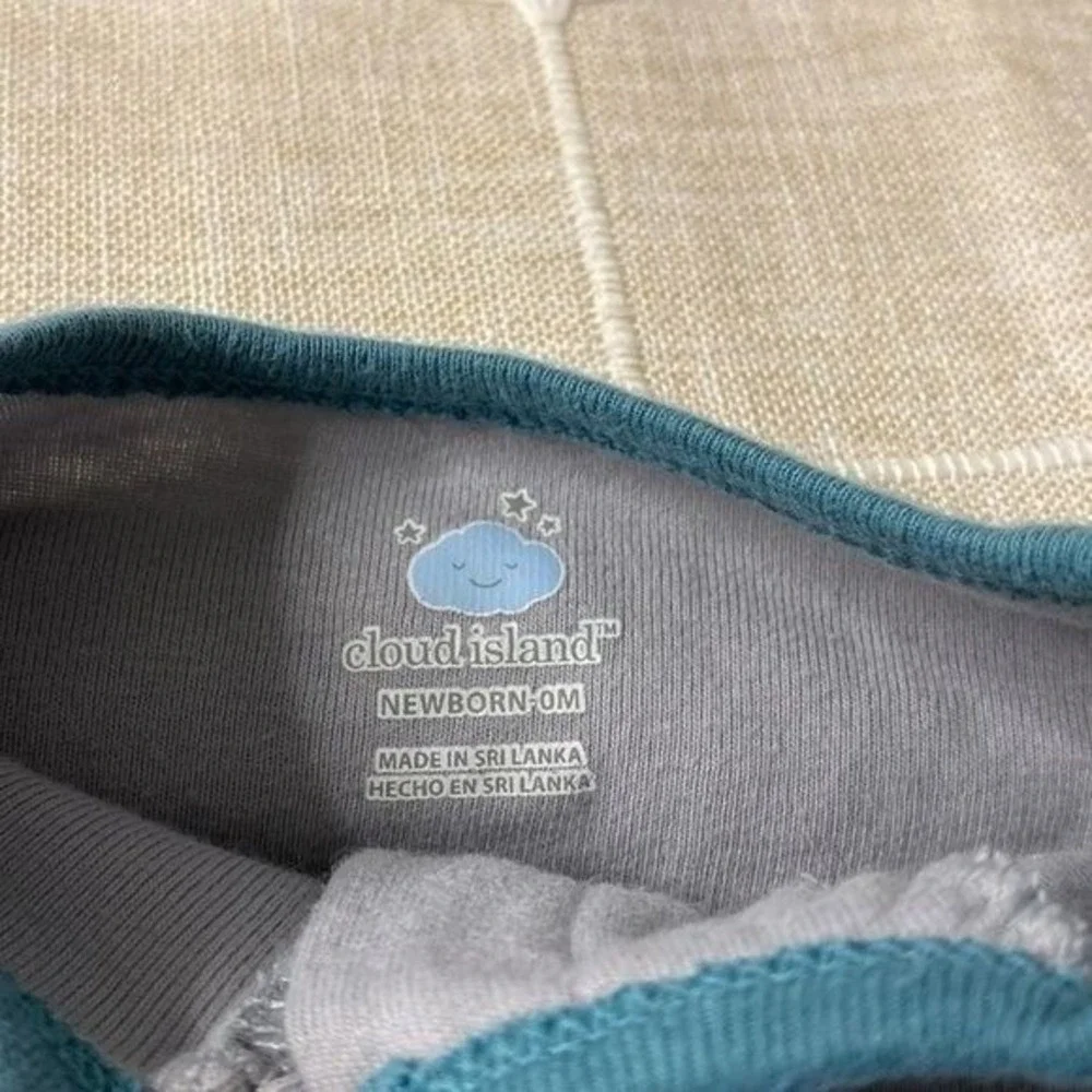 Carter's‎ Cloud Island Infant Sleepers Kids NB Blue Gray Dinosaur 2-Way Zip Set