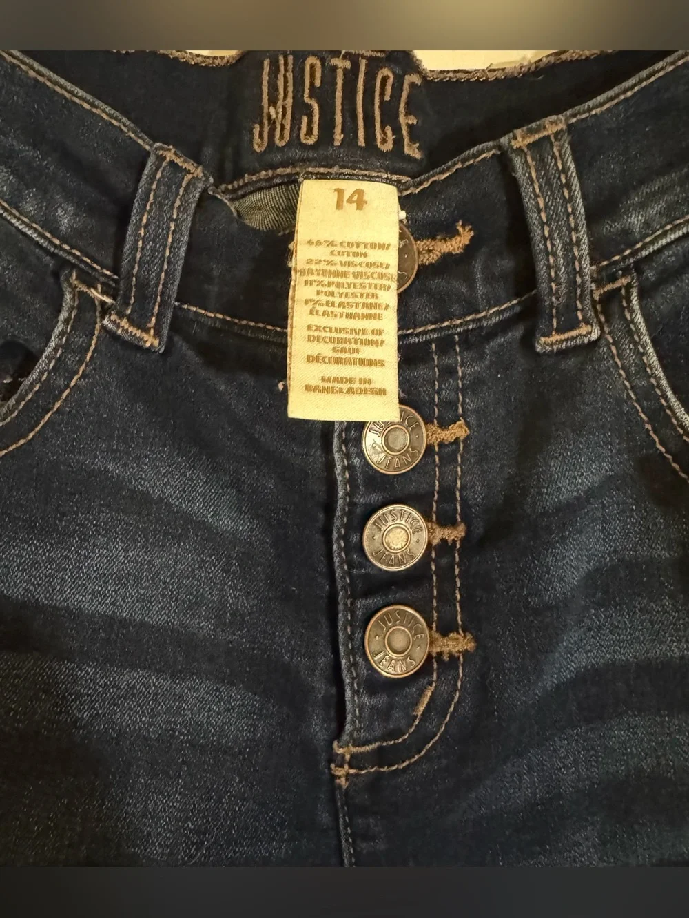 Justice Dark Blue Distressed Denim Jean Shorts