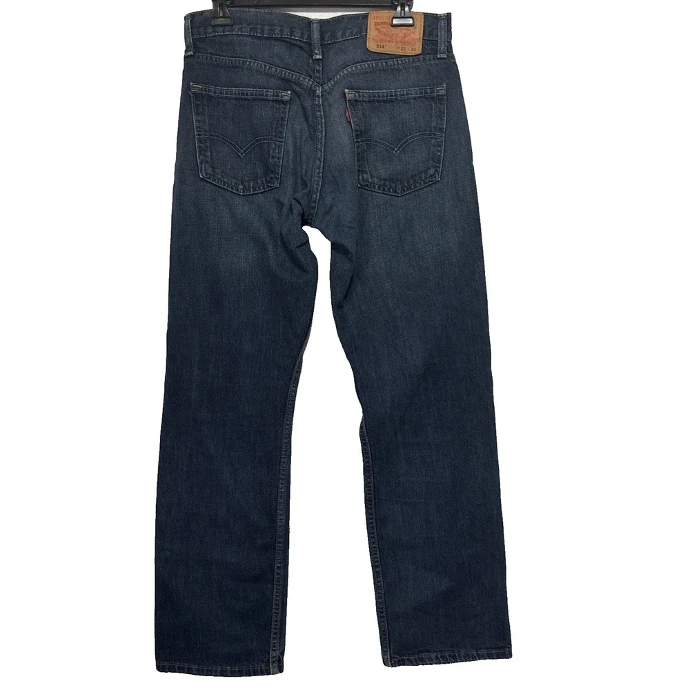 Levi's 514 Denim Jeans Men's 32x31‎ Blue Dark Wash Straight Leg Stretch Pockets