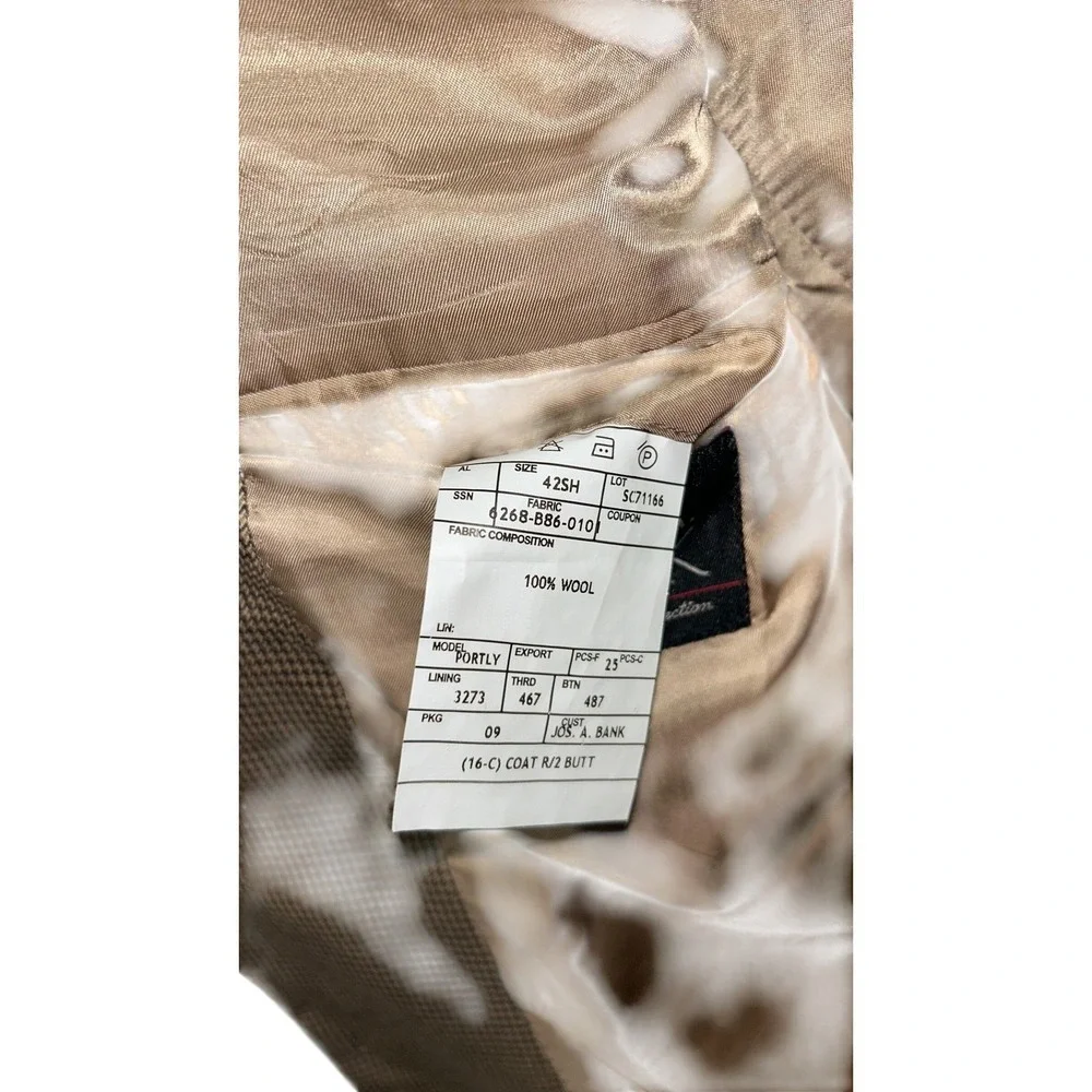 Jos. A. Bank Signature Collection Mens 42SH‎ Brown Houndstooth Wool Blazer Coat