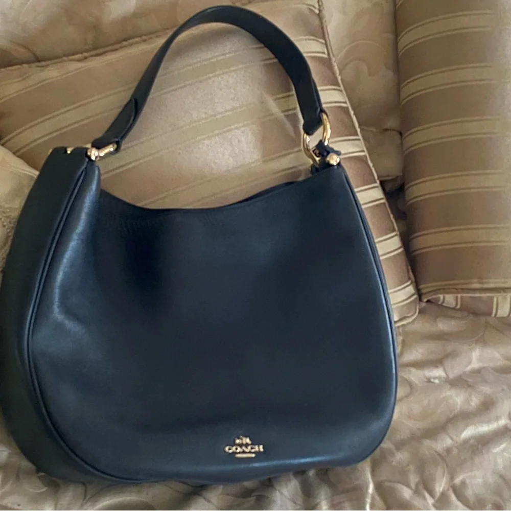 Coach Nomad Glovetanned Navy Leather Hobo Bag