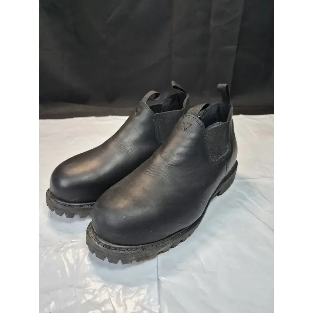 Lehio Romeo Work Boots Slup On Men Size 10 EW Black Steel Toe Leather Work Boot
