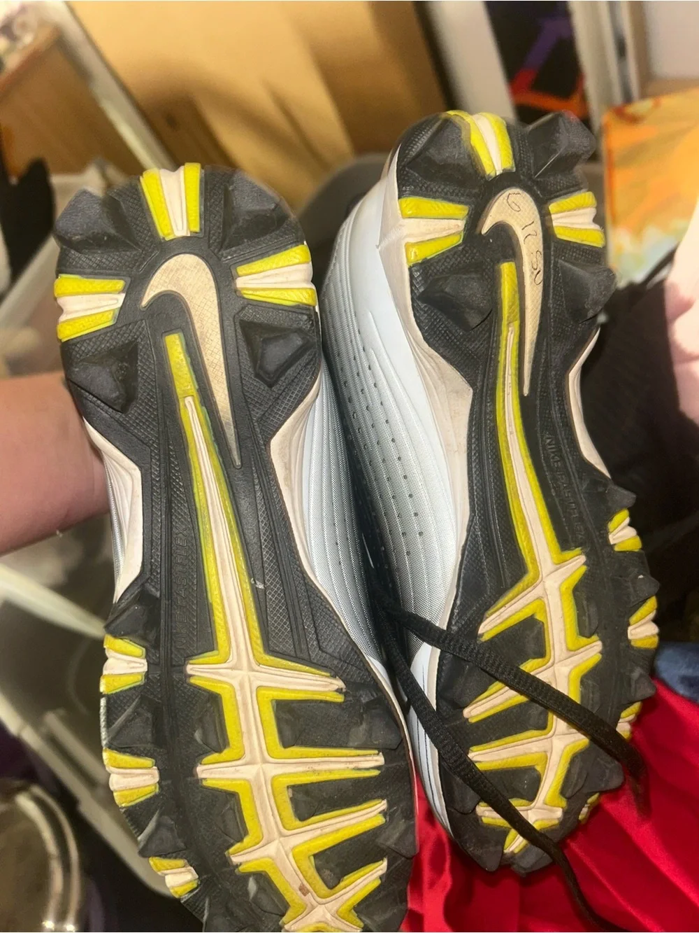 Nike Black and White Football Cleats with Silver Accents