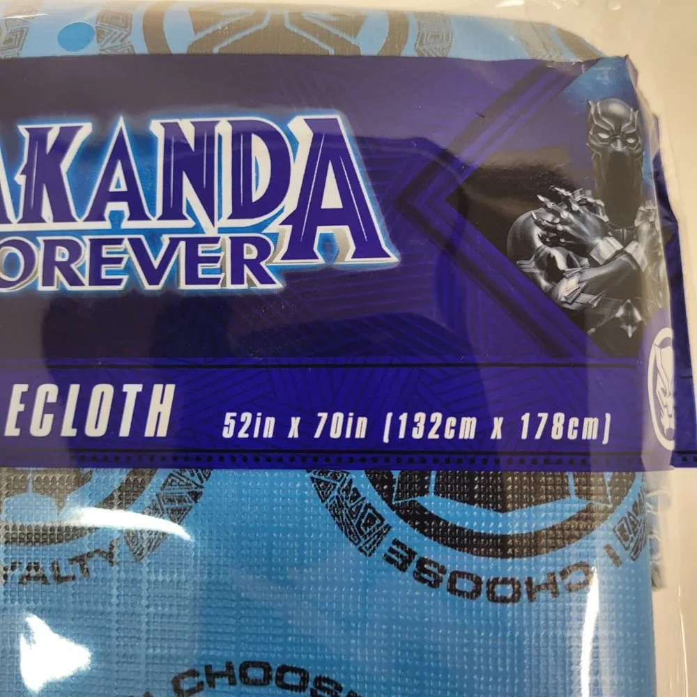 Marvel Black Panther Wakanda Forever‎ Tablecloth 52x70in Blue Black New Party