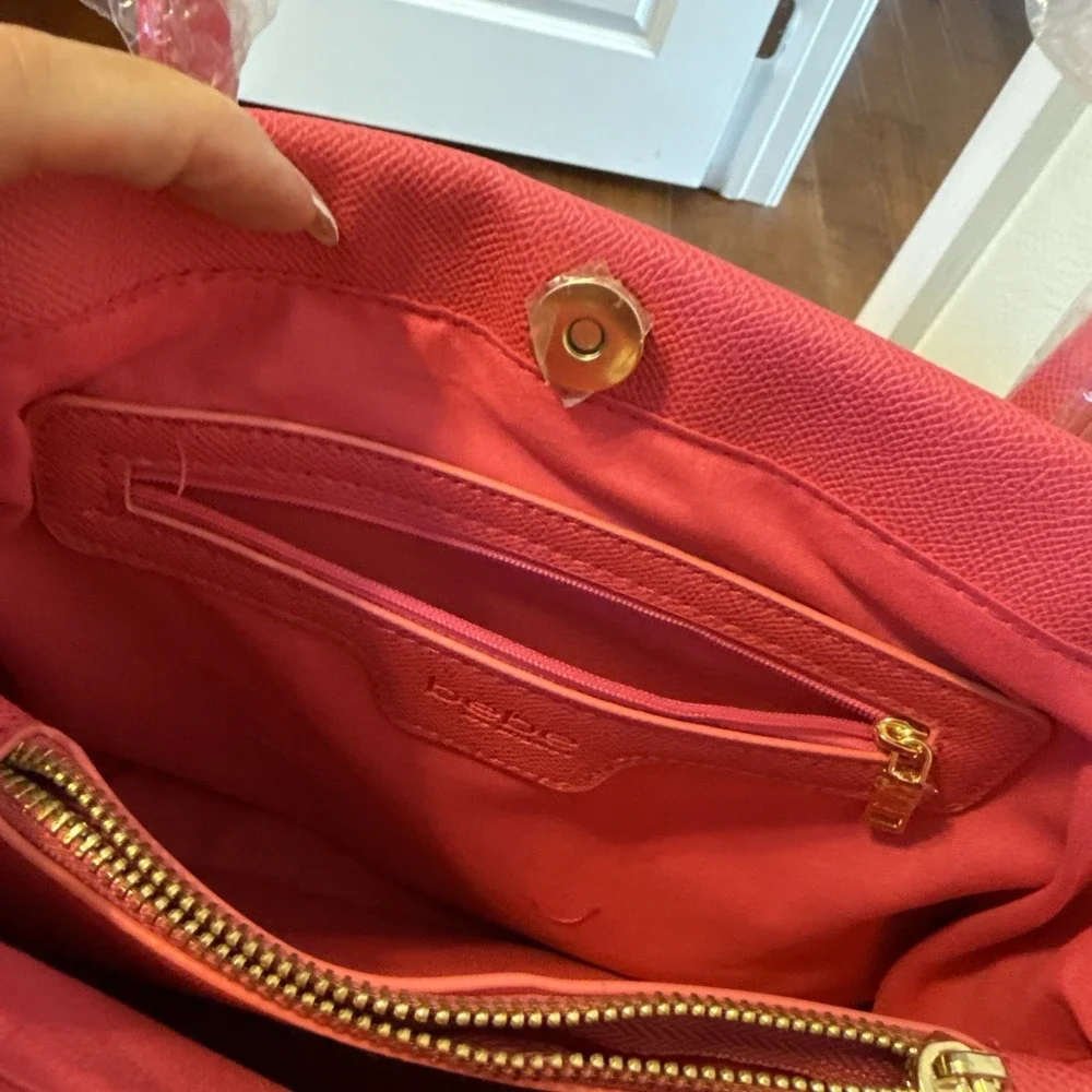 BEBE‎ Orchid Evie Satchel Bag With Shoulder Strap Hot Pink Fuchsia NWT