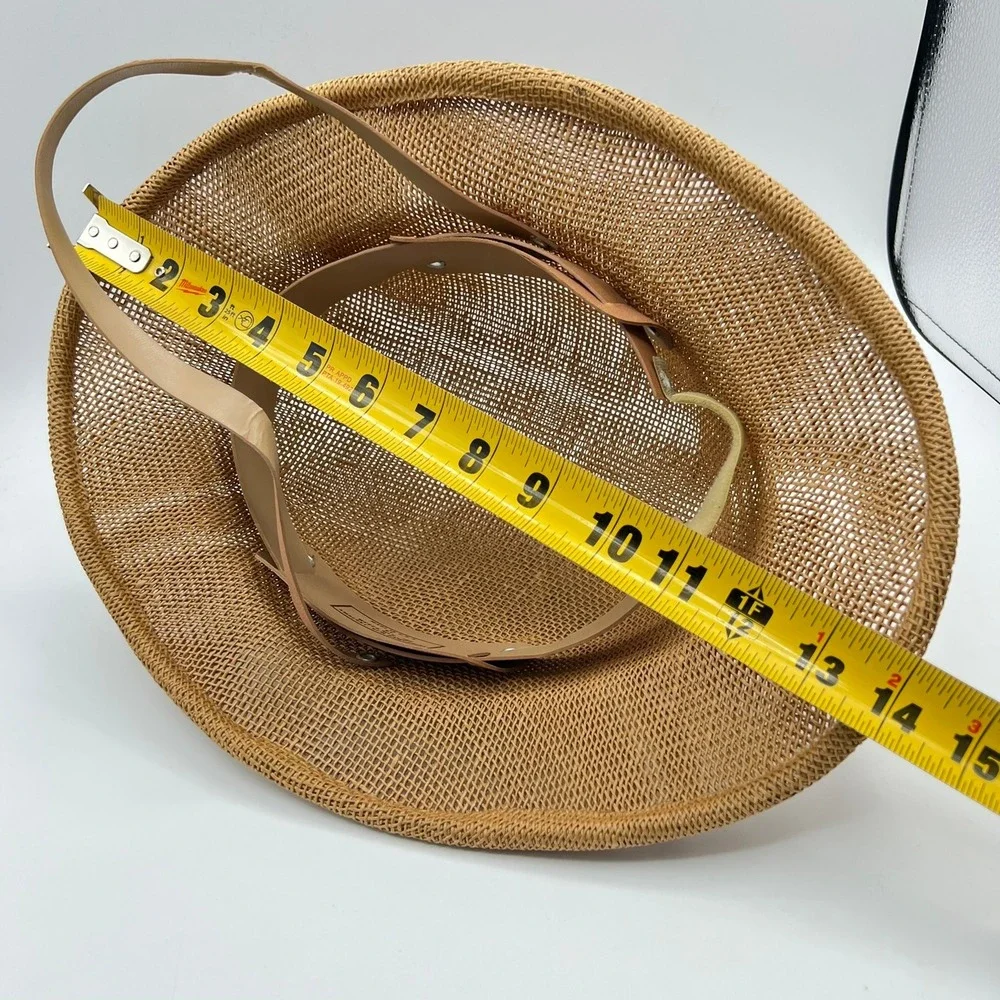 Wesco MFG Safari Pith Helmet Hat USA Made Straw‎ Weave Brown Adjustable