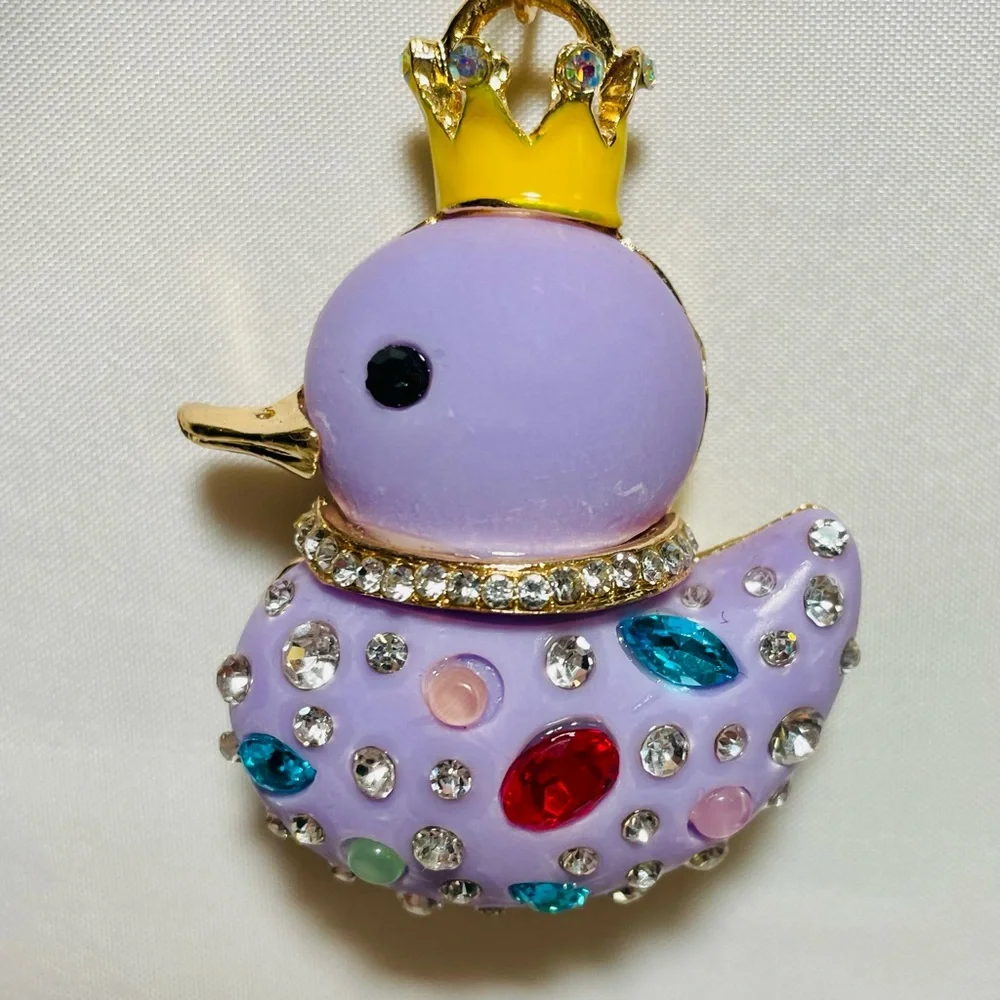 Bag Charm or Key Charm Duck with Rhinestones and Gem Accents, NWT