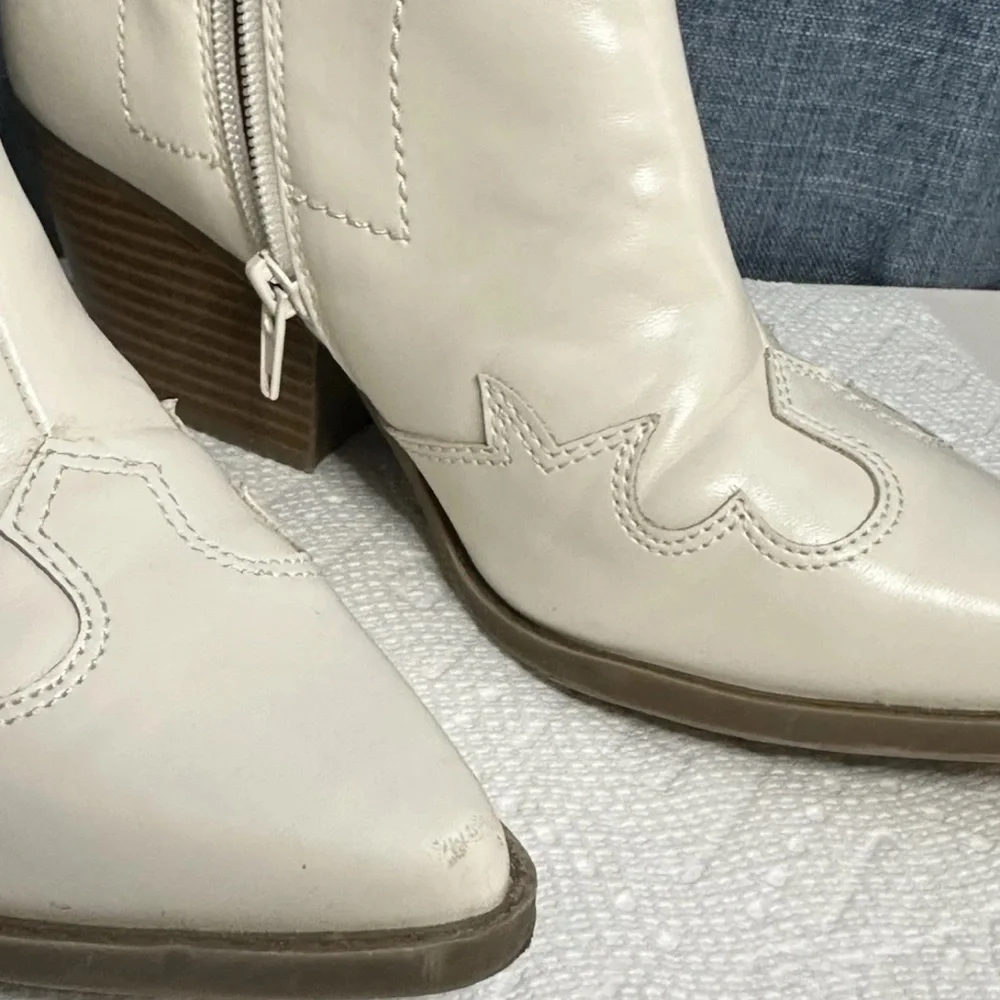 Indigo White Ankle Booties‎ with Textured Design