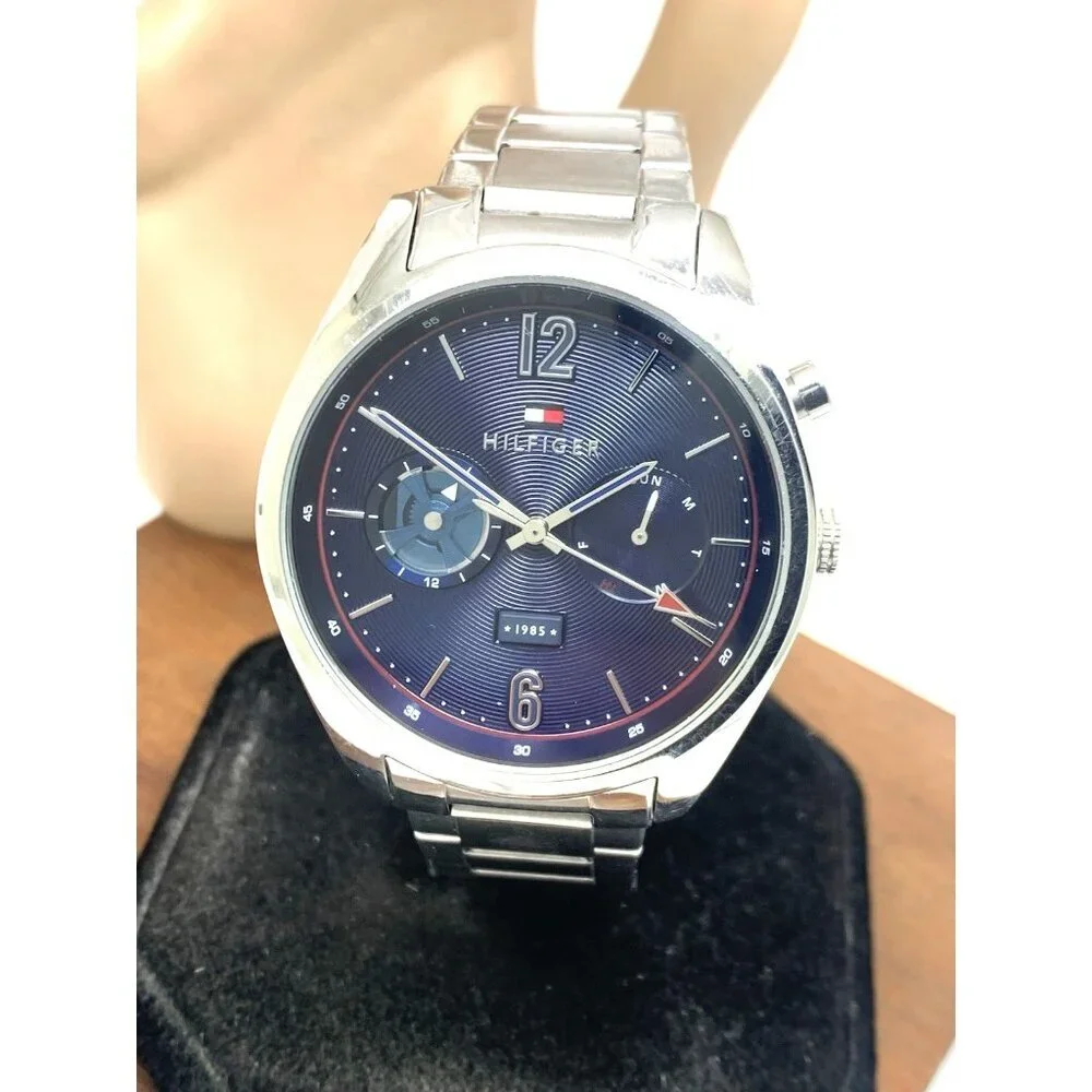 Tommy Hilfiger Men's Watch 1791551 Quartz Blue Dial Silver Stainless Steel 44mm