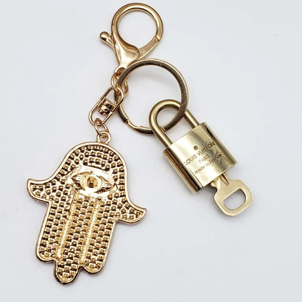 LV Gold Padlock & Key 🔒 Authentic Louis Vuitton Bag Unbranded Evil Eye Charm