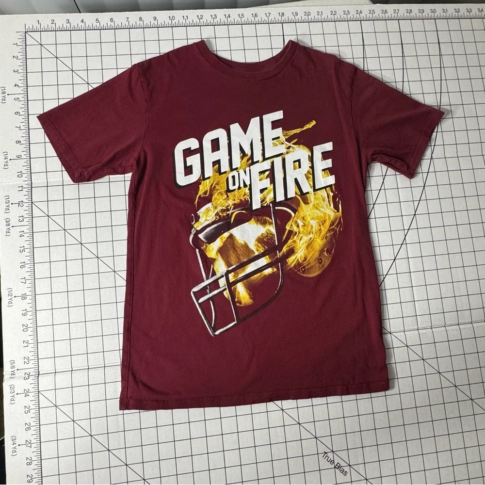 Children Place Red and Yellow Game On Fire T-Shirt Boys‎ XL