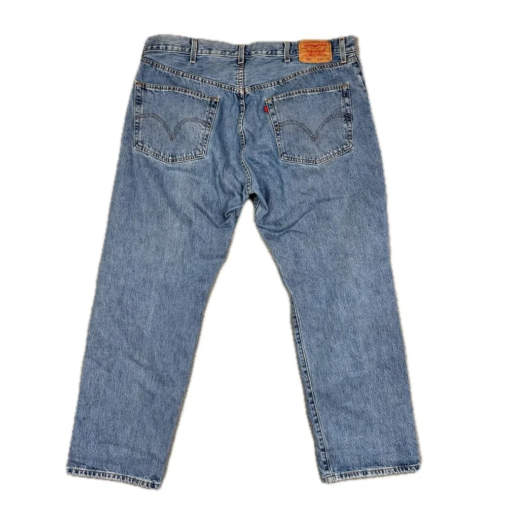 Levis 501 Original Fit Mens Jeans 40x30 Medium Wash Blue Button Fly Cotton Denim