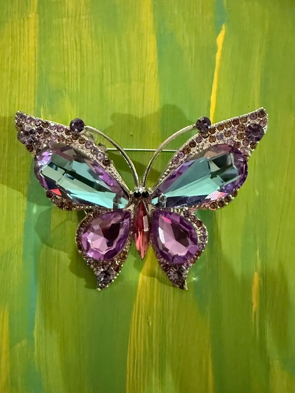 Purple Crystal Butterfly Brooch - Elegant Women’s Jewelry