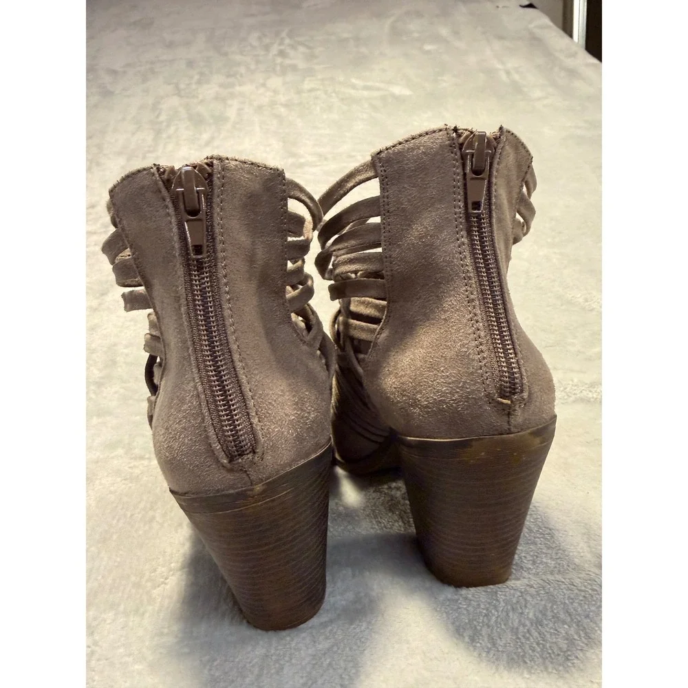 Fergalicious by Fergie Weever Doe Taupe Woven Strappy Ankle Boots Womens‎ 10 M
