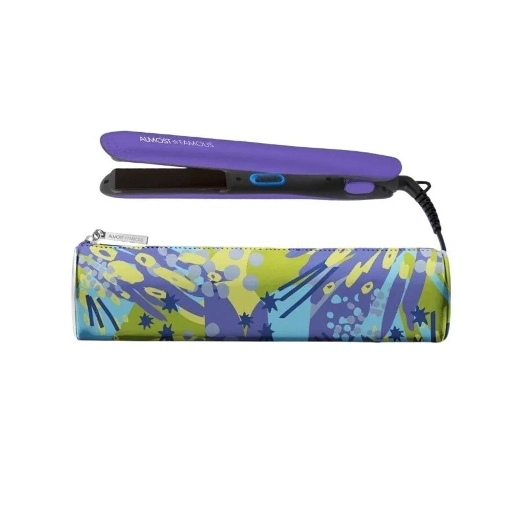 Almost Famous Purple Mini Flat Iron Hair Straightener‎ with Travel Pouch