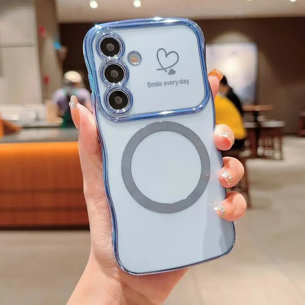 Blue Wave‎ Frame Magnetic Phone Case for Samsung Galaxy with Heart Detail