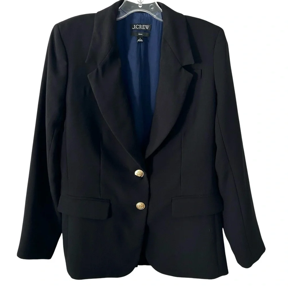 J. Crew Women's Black City Crepe Willa Blazer‎ in Size 2