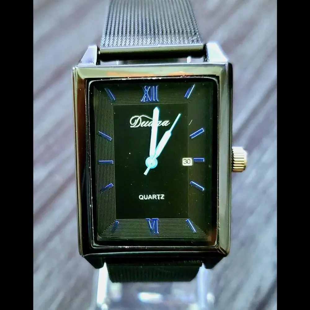 Vintage‎ Look Duaga Men's BlkTank Dress Watch Japan Quartz