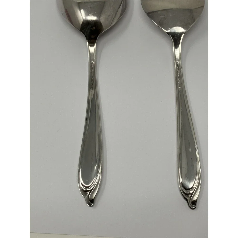 International Deepsilver Silverplate HAPPY ANNIVERSARY Casserole Spoon Meat Fork