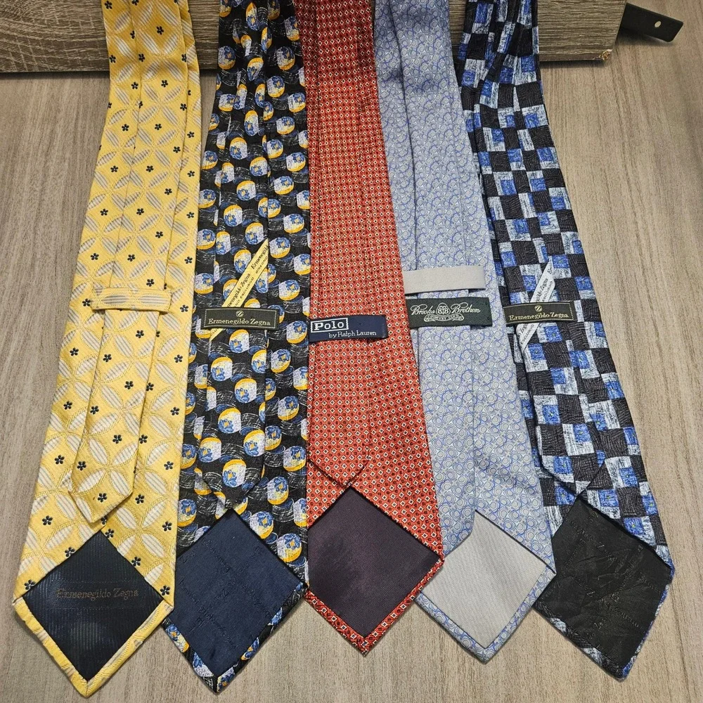 Lot of 5‎ Designer Silk Ties Ermenegildo Zegna Polo Ralph Lauren Brooks Brothers