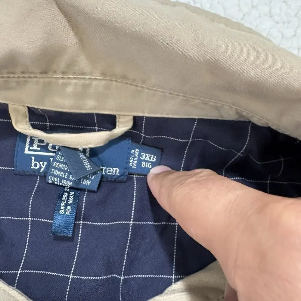 Polo‎ Ralph Lauren Jacket Mens 3XB Khaki Bi-Swing Bomber Plaid Lined Harrington
