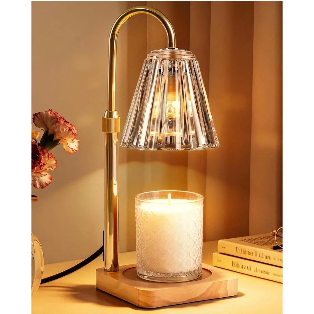 Marycele Adjustable Height Candle Warmer Lamp with Timer and Dimmable Glass Shad